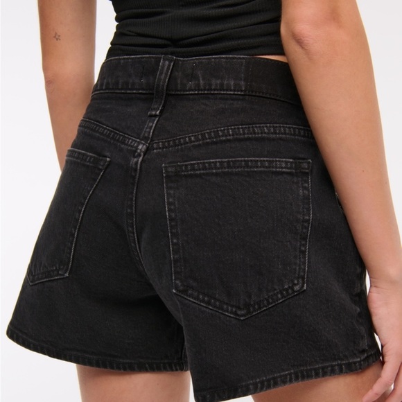 Abercrombie Mid Rise A-Line Shorts Black Denim Size 31 NWT 4” Inseam - Picture 8 of 10